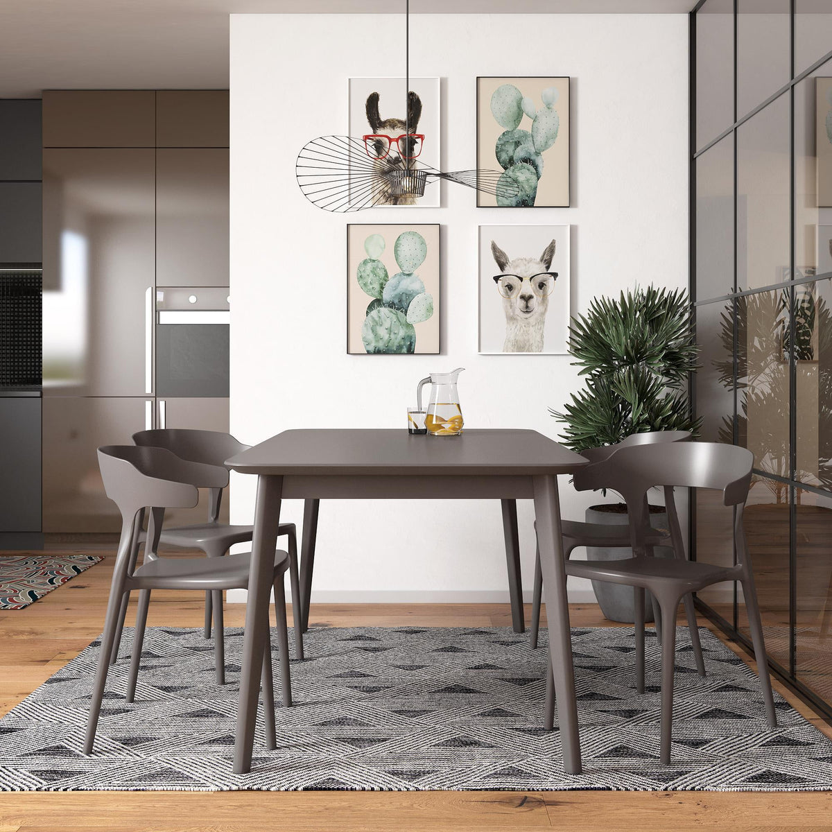 Novogratz Poolside Felix Stacking Dining Chairs, Indoor/Outdoor, 4-Pack, Charcoal