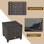 3-Piece Rattan Patio Conversation Set With Cushions And Coffee Table