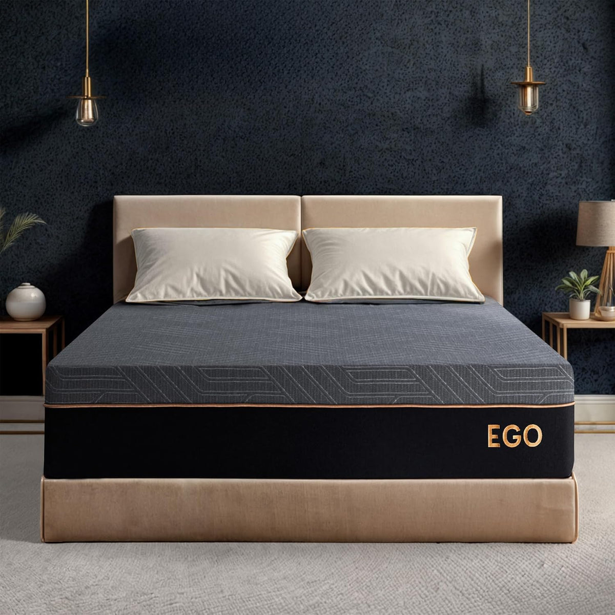 EGOHOME Queen Copper Gel Cooling Memory Foam Mattress, 60x80x12, Black