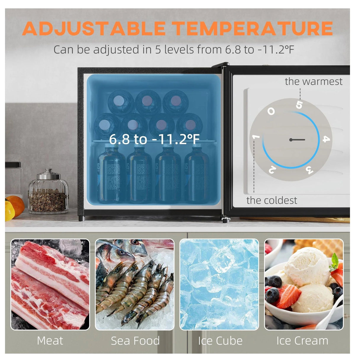Mini Upright Freezer 1.1 Cu.Ft, Silver