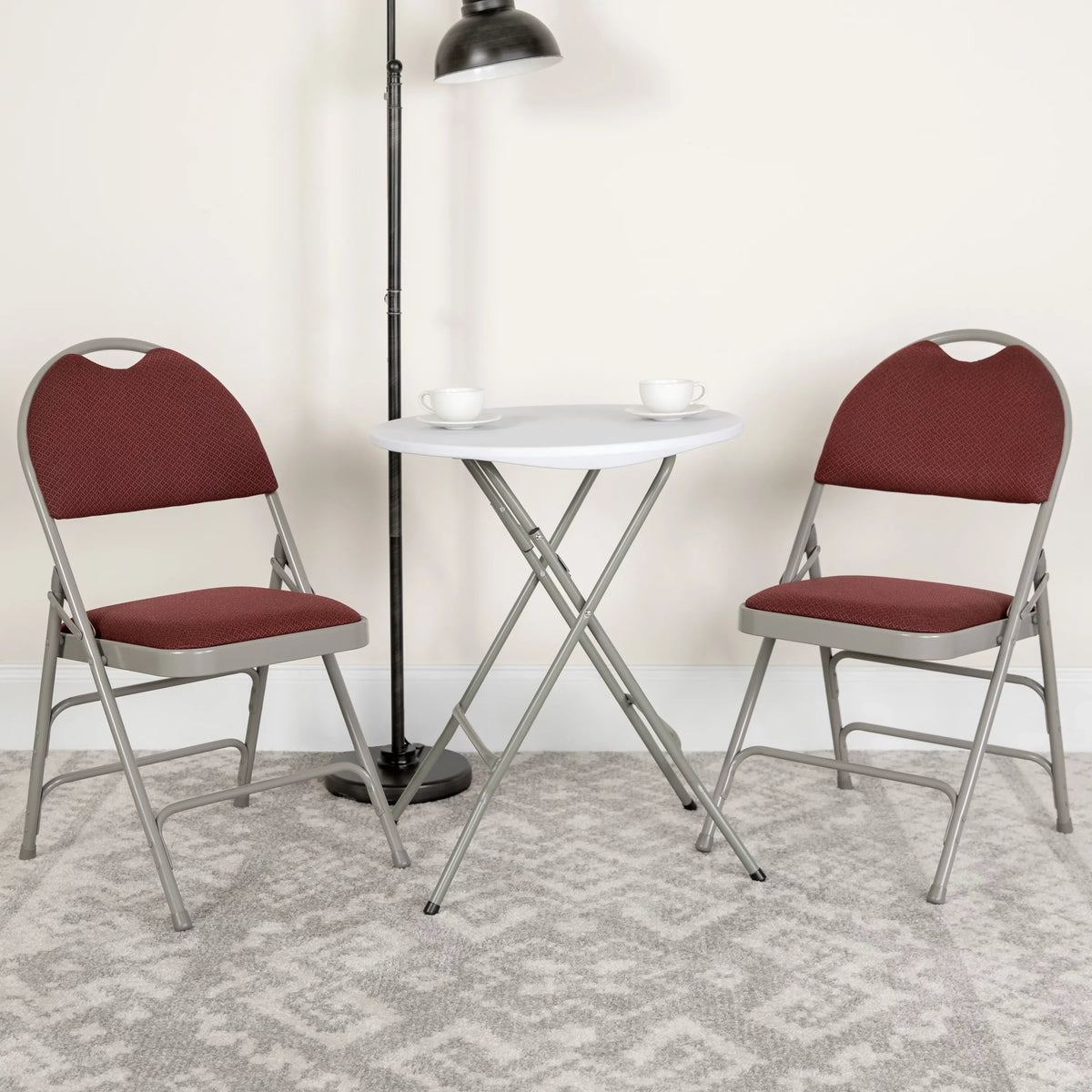 Flash Furniture HERCULES Series Triple-Braced Burgundy Fabric Metal Folding Chair