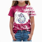 CAUYDY Halloween Ghouls Ghost Retro Girl Kids T-Shirt Graphic Tshirt Little Kids Fall Short Sleeve Tee Tops(Orange, 8-9 Y)