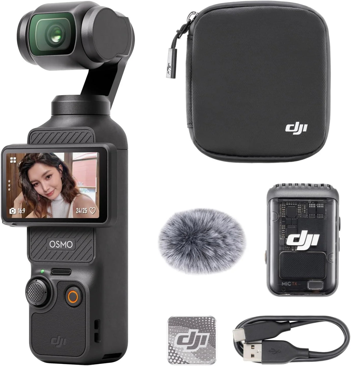 DJI Osmo Pocket 3 Audio Bundle Vlog Camera With Mic 2 1 TX + 1 RX, 1 Inch CMOS, 4K/240 IPS, 3-Axis Stabilization - 6937224165571