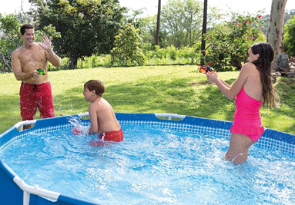 Intex Metal Frame Above Ground Swimming Pool With Filter And Cover, 12 Ft x 30 Inches - 28211EH