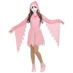 Satmonnus Pink Glitter Ghost Halloween Costume for G'irls, Hooded Ghost Costume Dress with Mask, Spooky Horror Halloween Party Cosplay Outfit for Masquerade and Themed Events