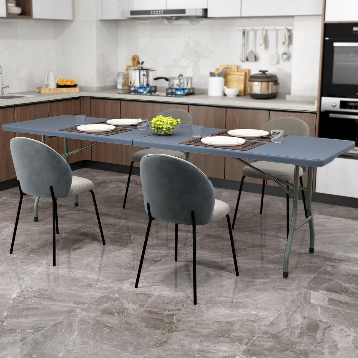 Folding Table With HDPE Top And Handle, 8FT, 96.5 x 29 x 29.5 in, 350 lbs