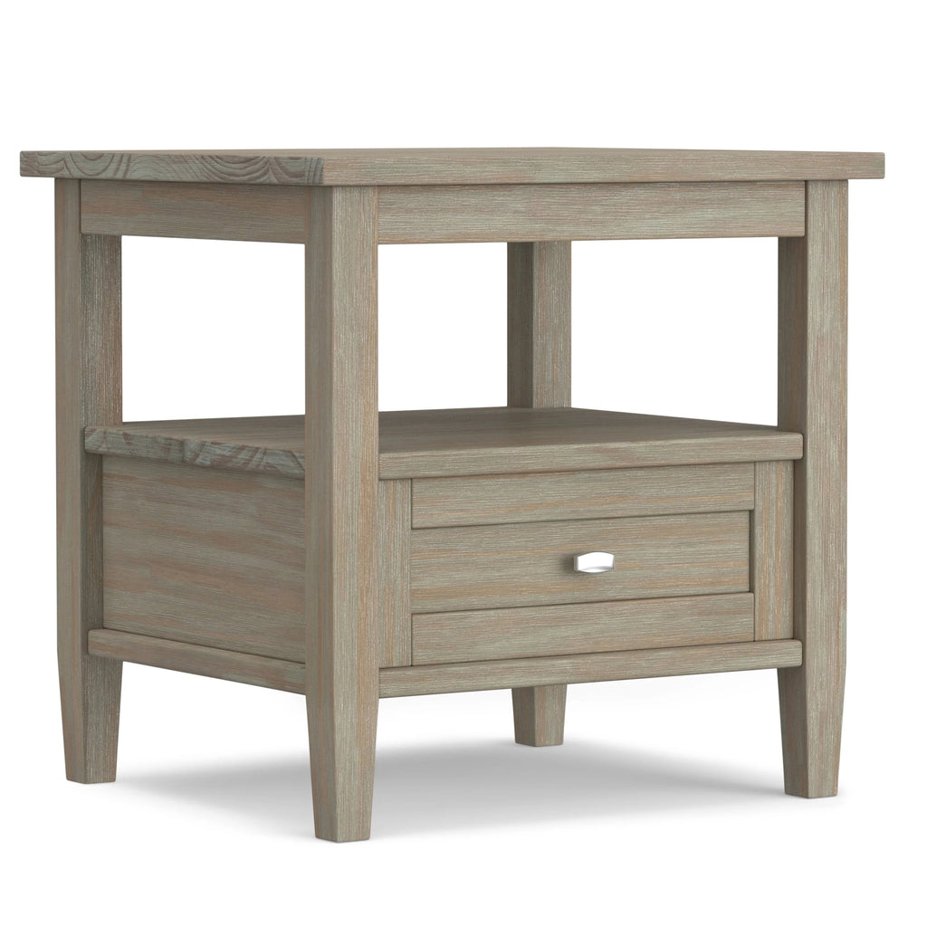 Solid Wood Rectangle End Table With Drawer And Shelf, 18.1in D x 20in W x 19.5in H - Norfolk