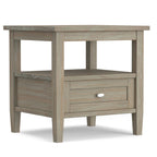 Solid Wood Rectangle End Table With Drawer And Shelf, 18.1in D x 20in W x 19.5in H - Norfolk