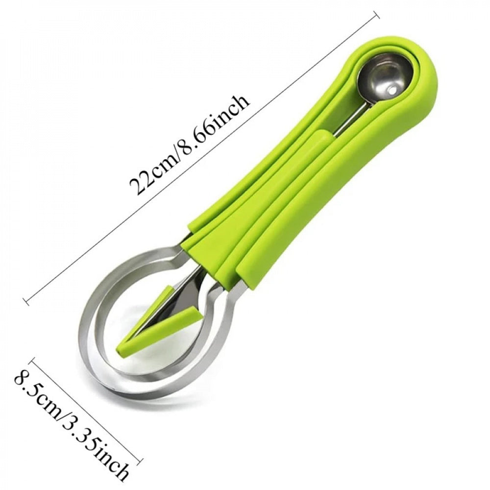 Melon Ball Spoon Set 4-in-1 Stainless Steel Fruit Carving Tool Set, Watermelon Spoon Fruit Tool Set Fruit Carving Tool (Green)