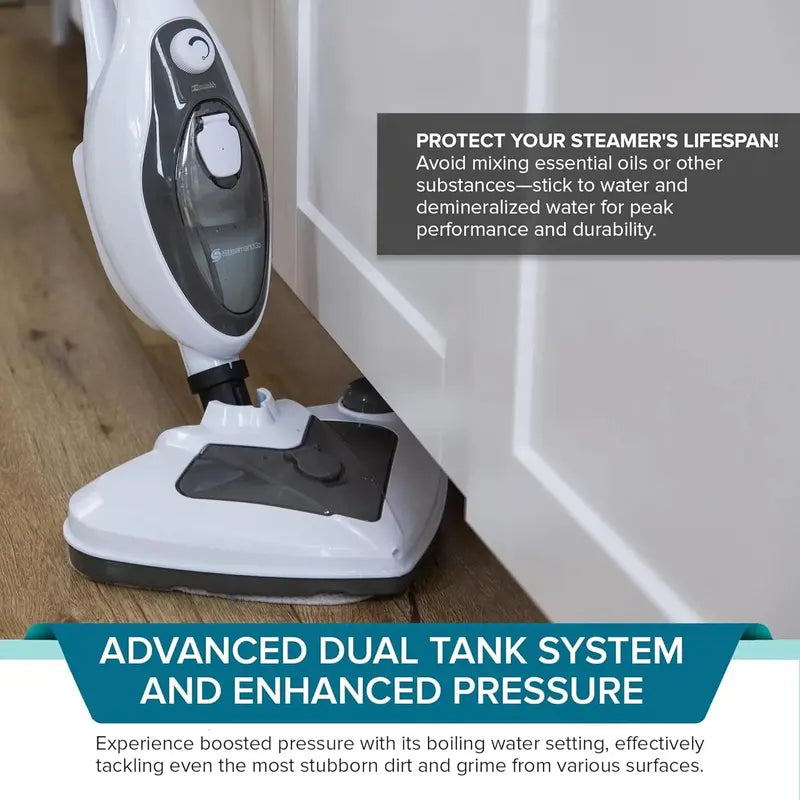 Steam And Go 10-In-1 Steam Mop With Dual Tank, 360 Degree Attachments And 20-ft Cord