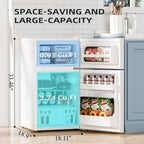 Antarctic Star Double Door Mini Refrigerator With Freezer, 3.2 Cu.Ft