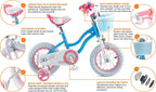 Royalbaby Girls' Kids Bicycle With Basket And Training Wheels, Blue, 16 In
