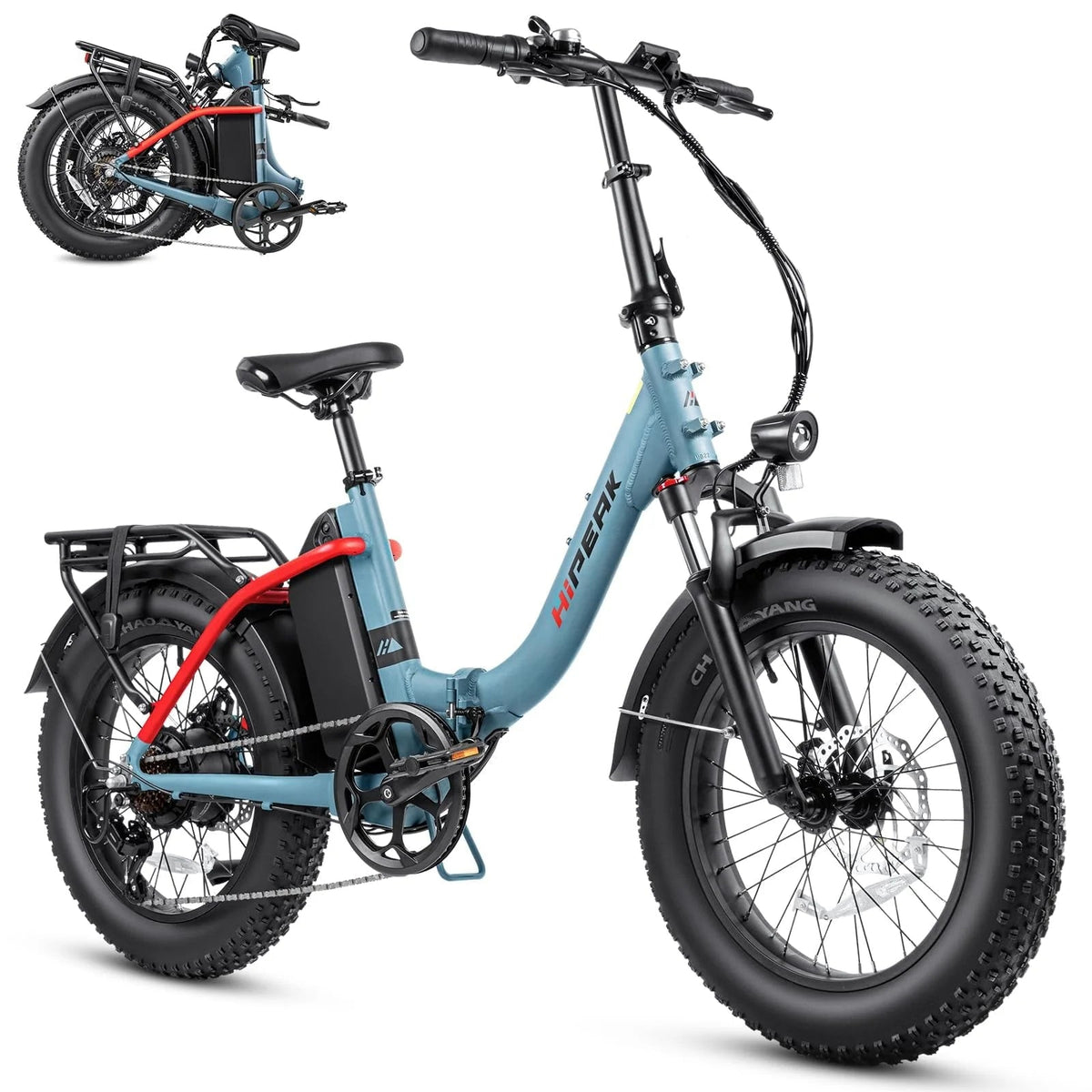 Hipeak Folding Electric Bike For Adults, 750W, 48V 15Ah, 20in x 4.0in Fat Tires, 25MPH