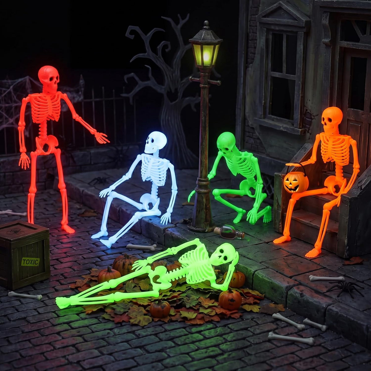 Joyfy 16" Glow in the Dark Skeleton, 5PCS Set