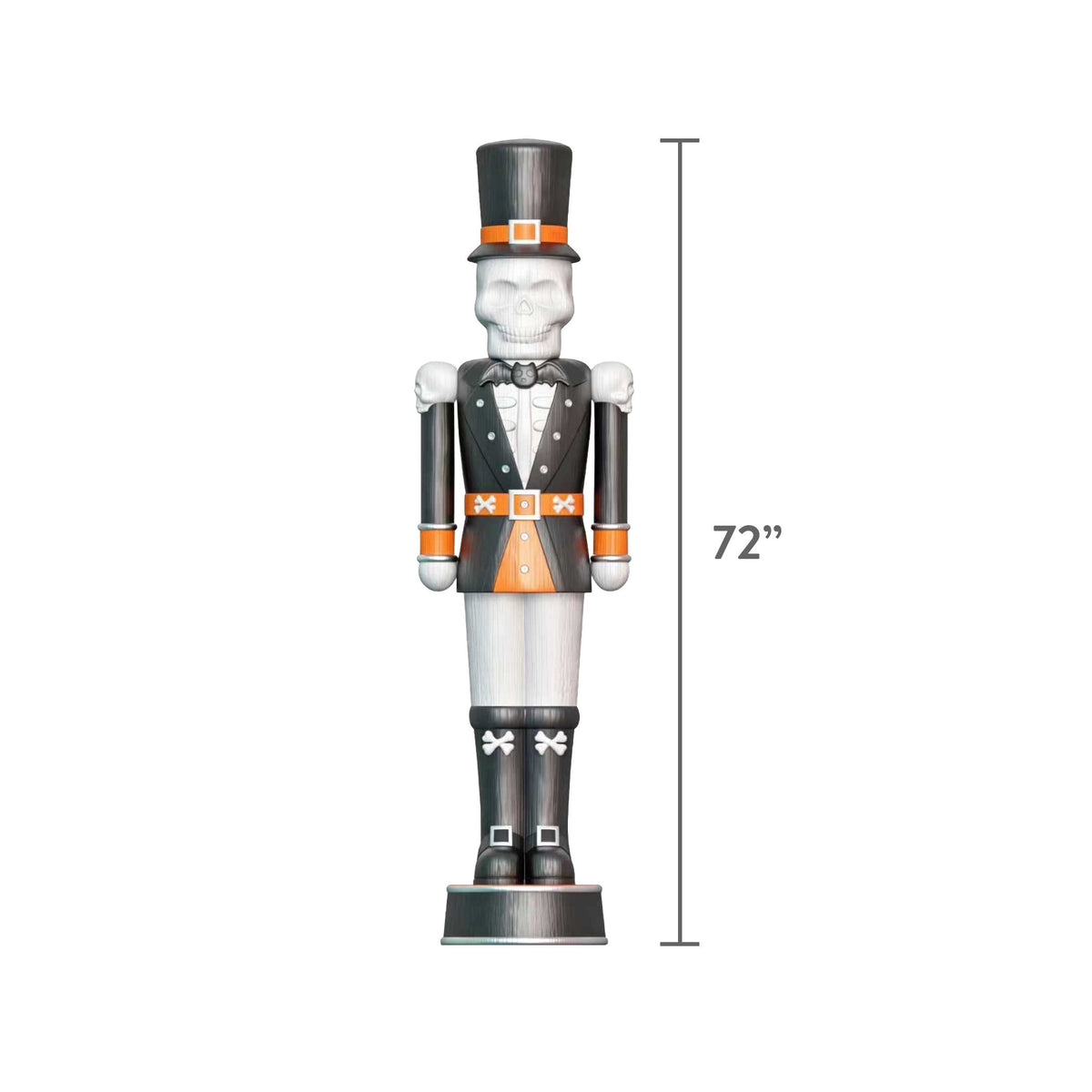 Giant Animated Skeleton Nutcracker Decoration, Black and Orange, 72", Halloween by Way To Celebrate