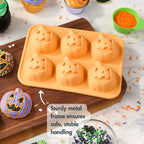 Way To Celebrate 6-Cavity Silicone Cakelet Pan Jack-O'-Lantern Orange