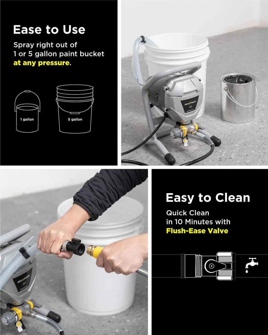 InoKraft Airless Paint Sprayer, Gray, 25-Feet Hose - MaXpray M1 IK01001