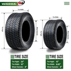 WANDA Lawn Mower Turf Tire Set of 4, 15x6-6 Front and 20x10-8 Rear, 4PR - P332