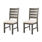 HomeStock Rustic Retreat Side Chair Set - Cream Solid Wood Ladder Back
