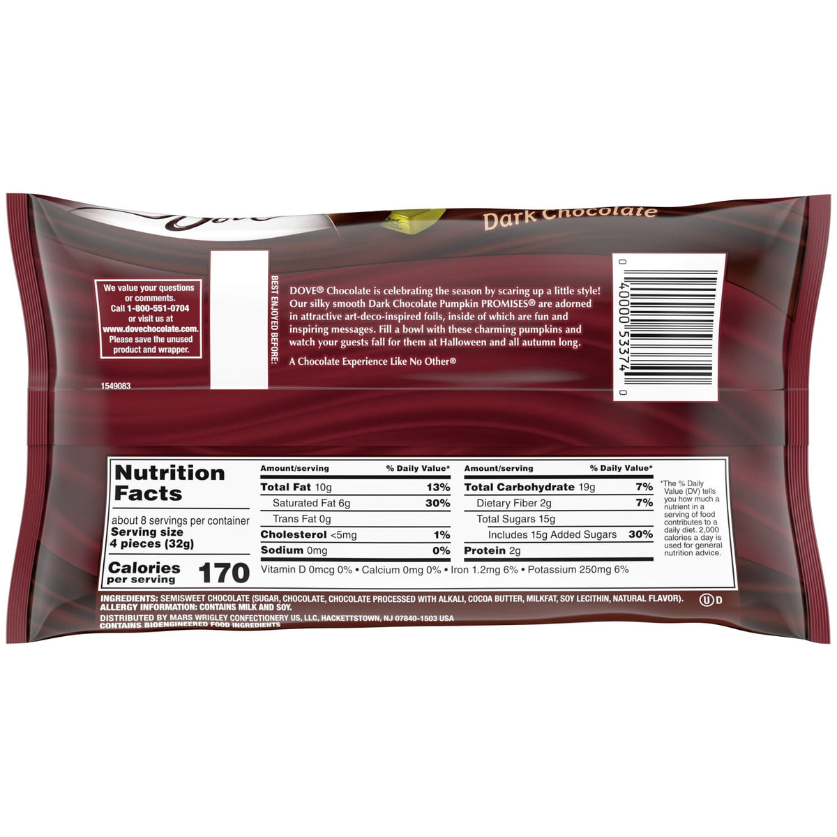 Dove Promises Dark Chocolate Fall Halloween Candy - 8.87 oz
