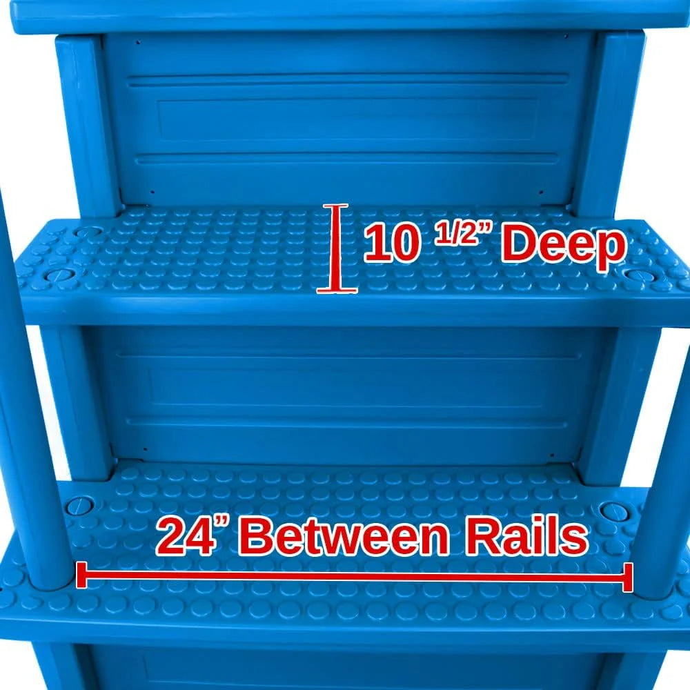 Aqua Select Anti-Slip In-Pool Steps, Gray, 28in W x 81in H, 300 lbs Capacity - For Above Ground Pools