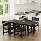 PIZZELLO Rectangular HDPE Outdoor Dining Table for 6, 66in, Black