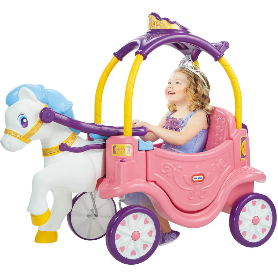 Little Tikes Princess Horse And Carriage Kids Ride-On Toy, 43.50in L x 20in W x 37.75in H - 642326M