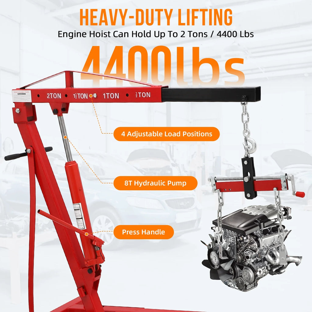 JoanKaren Hydraulic Engine Hoist 4400 lbs, Folding, Yellow - PAU_0LMM