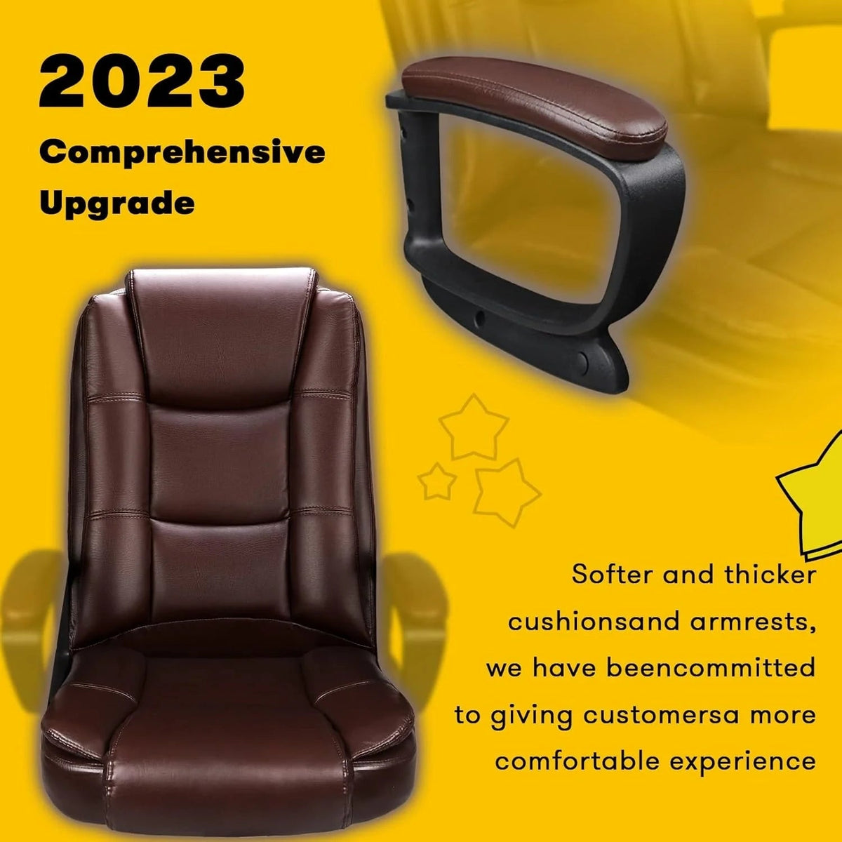 High-Back Ergonomic Leather Executive Office Chair, 400 lb Capacity