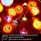 PMMIPNW Halloween LED Fairy String Lights 20LED - Spooky Pumpkin, Witch, Mummy & Cat, 8 Modes with Timer, Designs for Party Decor, Battery Operated Halloween Decorations
