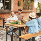 3-Piece Folding Picnic Table Bench Set, 70in Wooden Top - Black