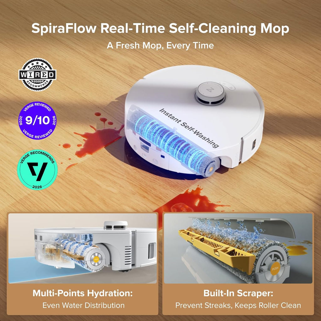 Roborock Qrevo Curv 2 Flow Robot Vacuum And Mop, 20,000Pa, SpiraFlow Roller Mop