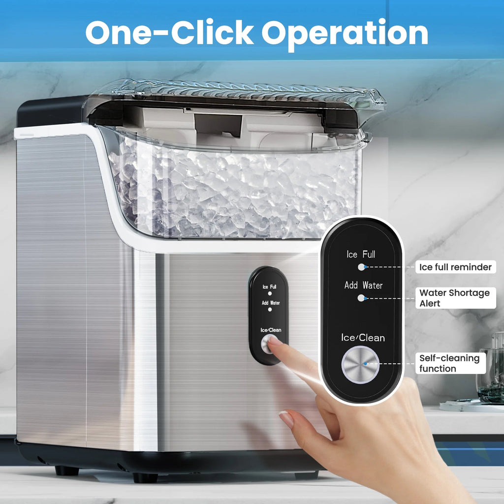 Auseo Countertop Nugget Ice Maker, 35lbs/24H, Self-Cleaning, Black