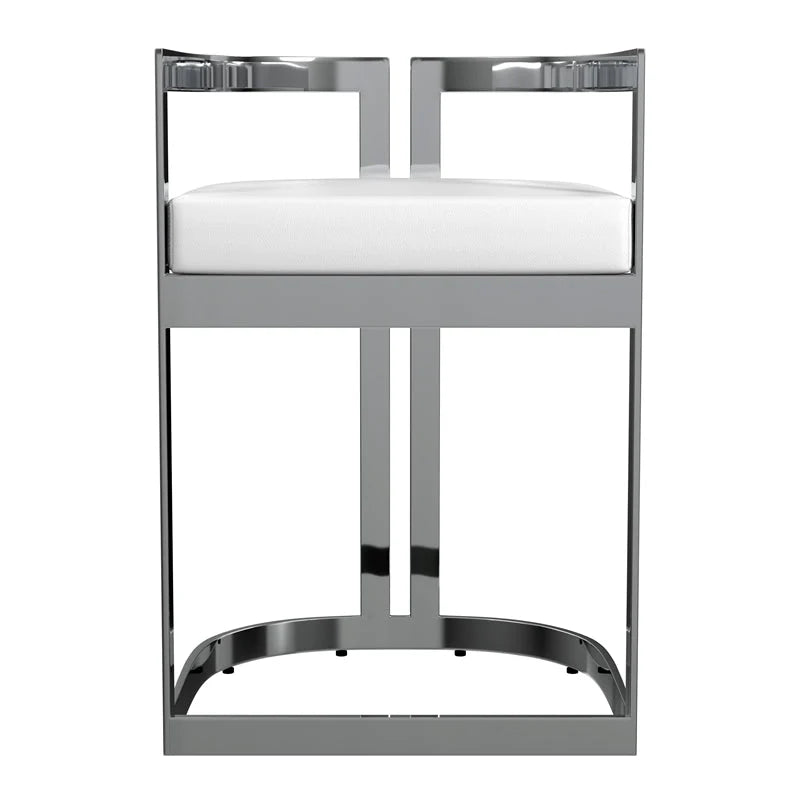 Butler Specialty Company Clarence Faux Leather 23in Dining Stool - Nickel Plated