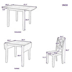 3-Piece Wood Drop Leaf Dining Table Set With 2 X-Back Chairs - 47.3x29.5x29.5inch