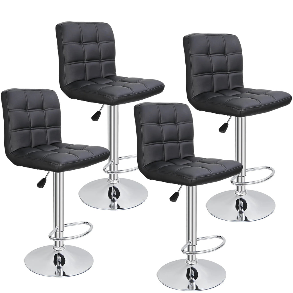 ZENY Bar Stool Set Of 4 With Soft Cushion And Metal Frame - Black
