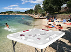 Bene Casa Foldable Domino Table With Built-In Drink Holders, 38 x 38 in, White