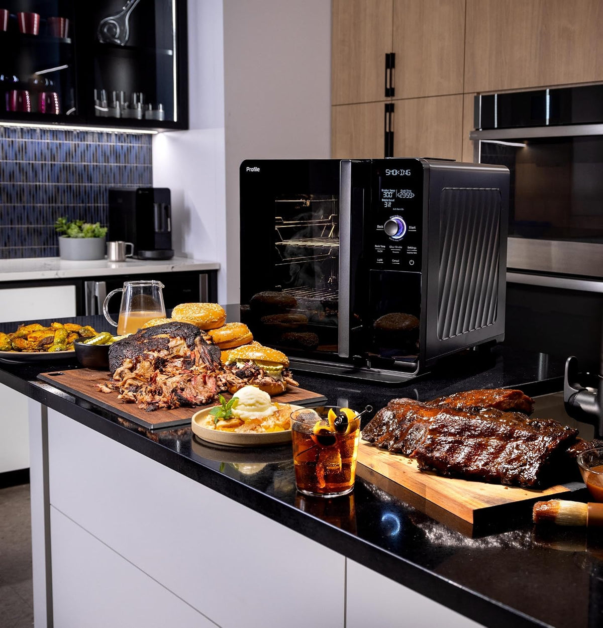 Smart Indoor Electric Countertop Pellet Smoker With Active Smoke Filtration, 5 Smoke Settings, WiFi Connectivity - Black