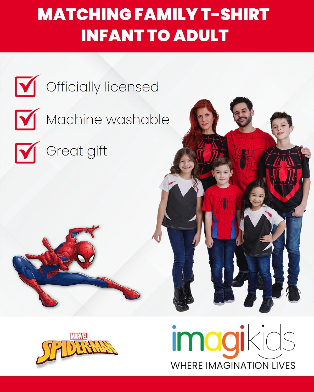Marvel Spider-Man Toddler Boy or Girl Cosplay Short Sleeve T-Shirt Classic Red