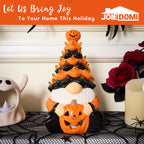 Joyfy 8.5 inch Halloween Decorations Ceramic Gnome Tree Decorations with Build-in LEDs, Light Up Pumpkin Table Decor Bedroom Indoor Centerpieces for Tables