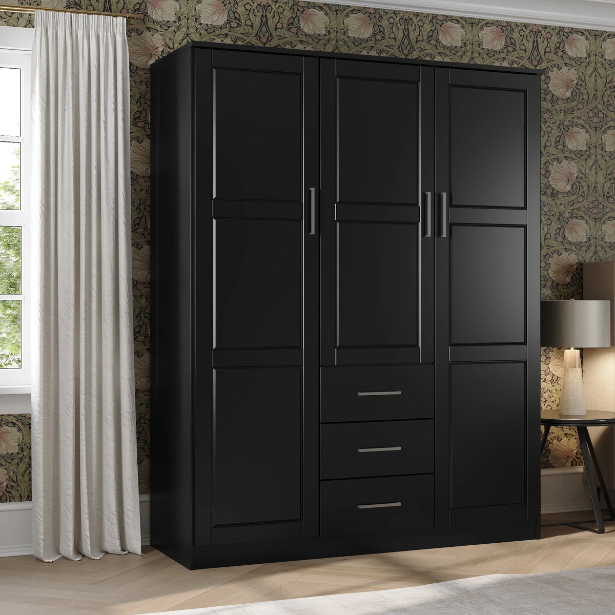 Palace Imports Solid Wood 3-Door Wardrobe Armoire, 56 inch - Cosmo