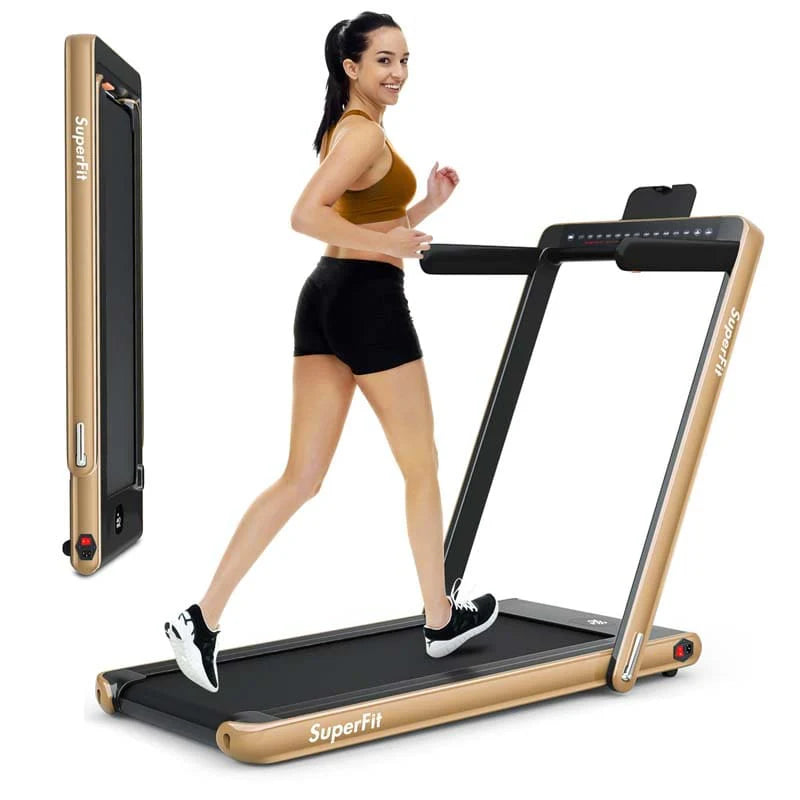 2 In 1 Folding Treadmill, 2.25 HP, 40 in x 16 in Running Area, Dual Display And App Control