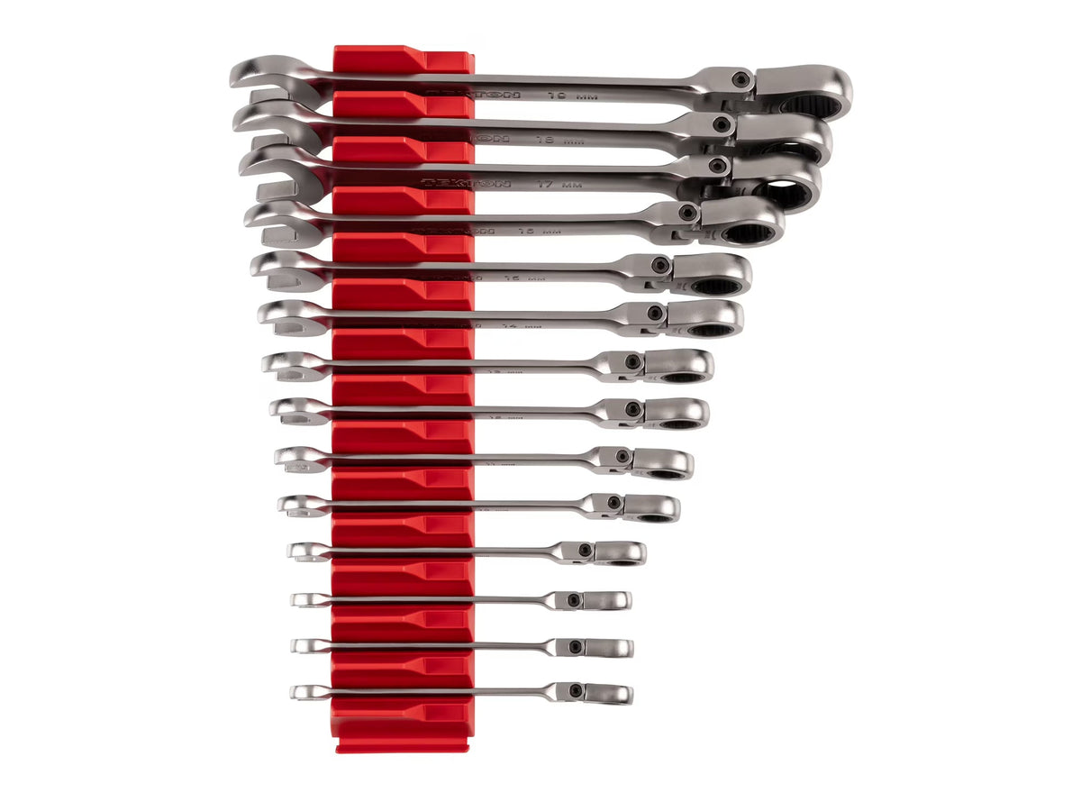 TEKTON Flex Head 12-Point Ratcheting Combination Wrench Set, 14-Piece (6-19 mm) - WRC95302