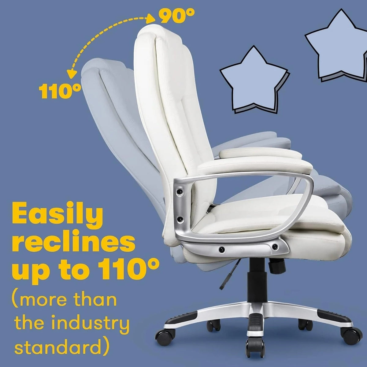 High-Back Ergonomic Leather Executive Office Chair, 400 lb Capacity