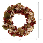 My Texas House Fall Hydrangea Wreath, Cream and Brown, 24"