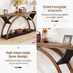 2-Tier Slim Console Sofa Table, Engineered Wood and Metal - 11.81 in D x 70.87 in W x 33.46 in H