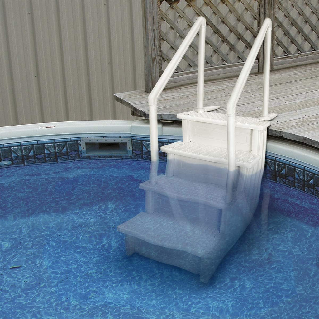 Aqua Select Anti-Slip In-Pool Steps, Gray, 28in W x 81in H, 300 lbs Capacity - For Above Ground Pools