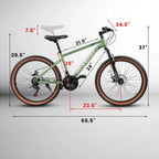 UPYOOE Mountain Bike With Carbon Steel Frame, 24/26 Inch Wheels And 21-Speed Shifting