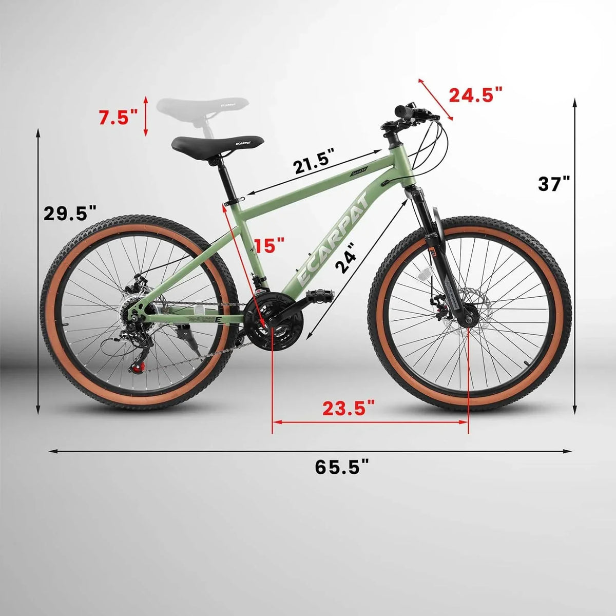 UPYOOE Mountain Bike With Carbon Steel Frame, 24/26 Inch Wheels And 21-Speed Shifting