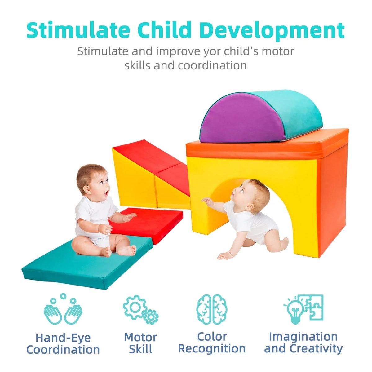 XJD Soft Zone Climb And Crawl Activity Playset - 5 Piece Set